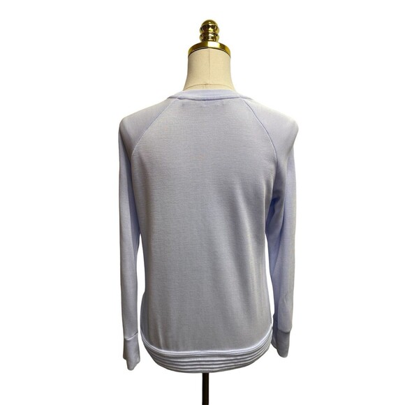 Athleta Serenity Criss Cross Sweatshirt Lt. Blue Crew Neck Soft Modal Stretch XS - Picture 5 of 10